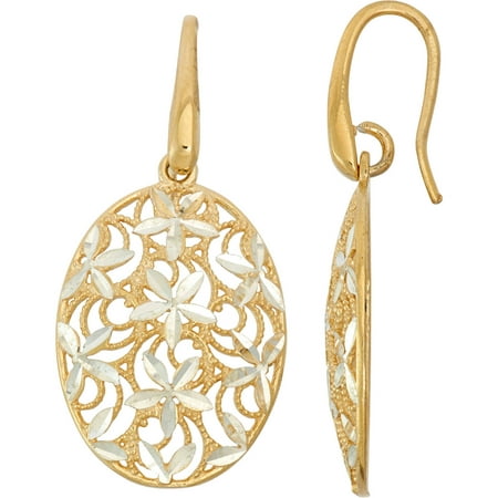 Giuliano Mameli 14kt Gold- and Rhodium-Plated Sterling Silver Oval Earrings with Flowers