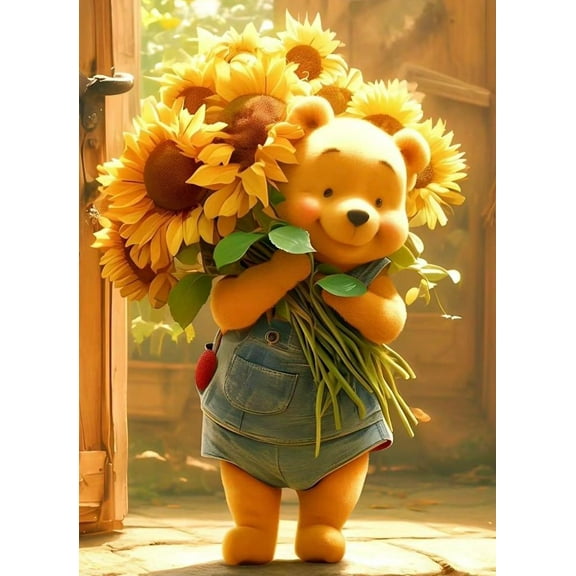 Pooh Bear Diamond Art Painting Kits - Full Drill Diamond Dots Paintings for Beginners, Round 5D Paint with Diamonds Pictures Gem DIY Adult Crafts 12x16inch