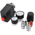 thumbnail image 2 of Medidores reguladores de válvula de control del interruptor de presión del compresor de aire de 220v 0-180psi con conector rápido (220v) (hy), 2 of 5