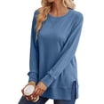 thumbnail image 3 of SHINE UP Sweatshirt for Women Long Sleeve Tunic Tops Crewneck Casual Pullover Shirts with Side Split, 3 of 8