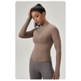 thumbnail image 3 of Women Tight Yoga Zipper Jacket Sports Long Sleeve Quick Dry Running Fitness Tops, 3 of 5
