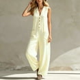 thumbnail image 7 of Ksrymi Lounge Sets for Women Casual Striped Sleeveless Jumpsuit – Loose Fit V-Neck Button Down Wide Leg Romper with Pockets, Summer Outfit for Beach Two Piece Sets for Women, 7 of 7