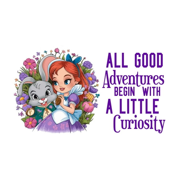 Cute Cartoon Alice and Rabbit Floral Mad Hatter Cheshire Cat Alice in Wonderland Adventurous Creative Minimalist Cartoon Girls Boys Kid Room Design Nursery Fun Home Vinyl Decoration Size (20x18 inch)