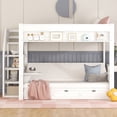thumbnail image 2 of Wood Full Size Convertible Bunk Bed with Storage Staircase, Bedside Table, and 3 Drawers(White), 2 of 12