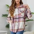 thumbnail image 4 of Women's Button Down Plaid Shirt Jacket Long Sleeve Classic Fit Lapel Baggy Casual Tops Shackets with Pockets, 4 of 7