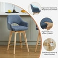 thumbnail image 4 of Zesthouse 26.8″ Swivel Counter Height Bar Stools Set of 2, Upholstered Linen Bar Stools with Back and Wood Legs, Mid Century Modern Barstool Island Chairs for Kitchen Counter, Blue, 4 of 14