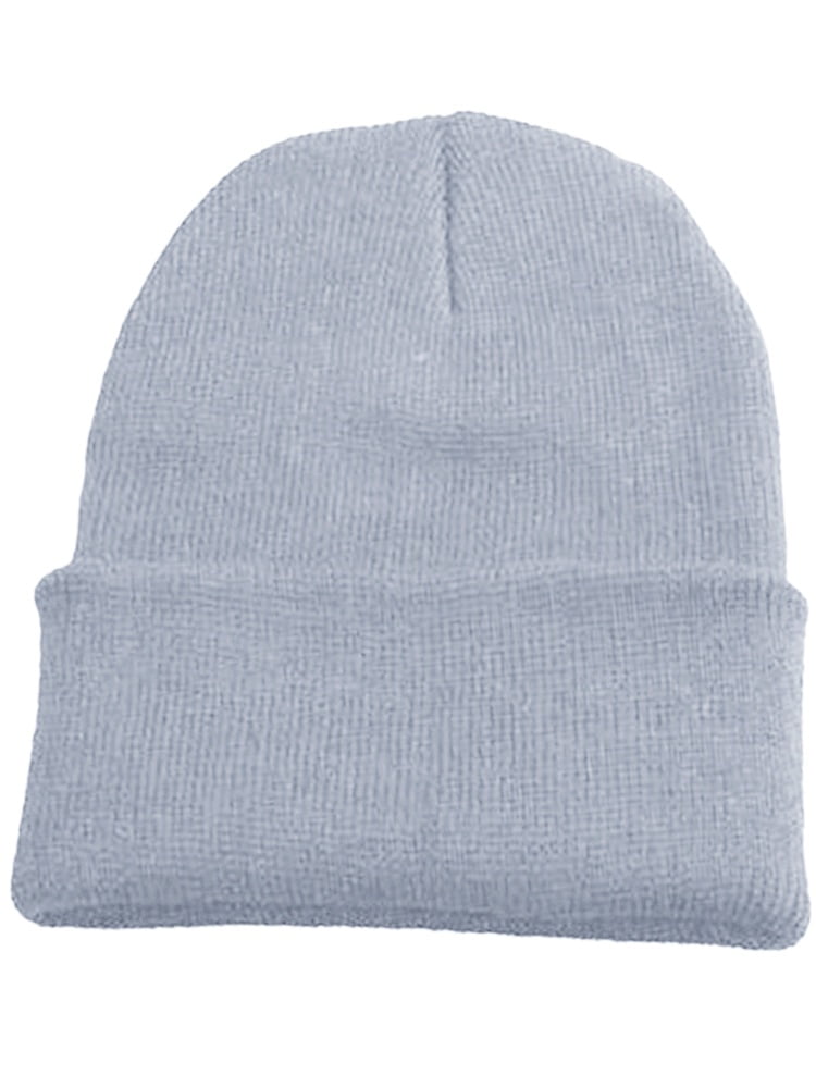 THS 12 Inch Long Cuffed Knit Beanie Ski Cap One Size, Navy Blue