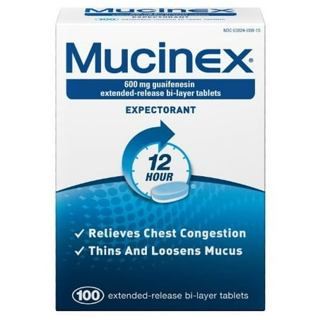 Mucinex 12-Hour Chest Congestion Expectorant Tablets, 100
