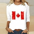 thumbnail image 3 of vdgthytj Chemise à Manches 3/4 pour Femmes Imprimé Feuille d'Érable Manches Courtes Basique Été Tee Tops Blouse Décontractée Col Rond, 3 of 4
