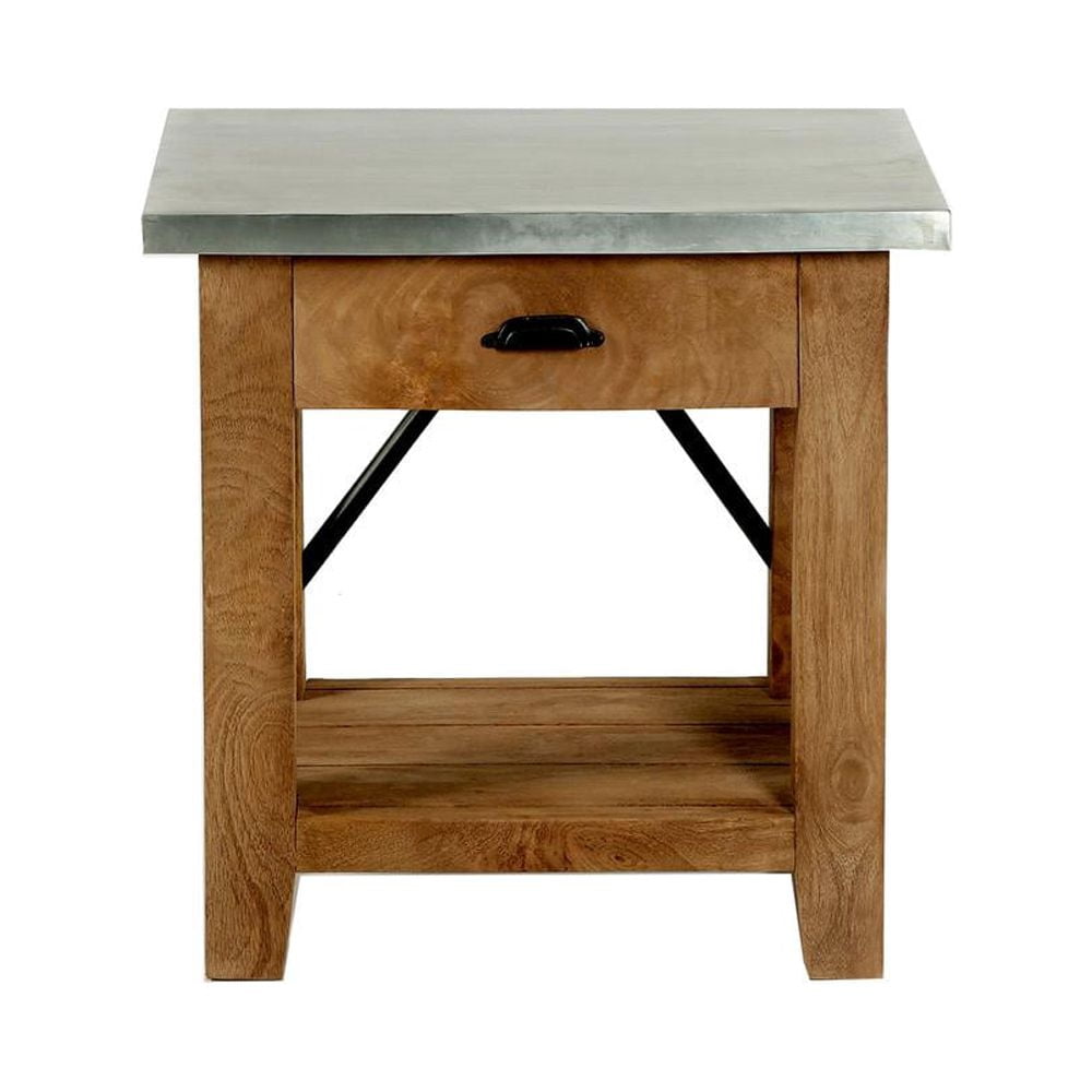 Alaterre Millwork 22" Wood and Zinc Metal End Table with Drawer