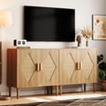 thumbnail image 3 of Buffet Cabinet, Storage Cabinet with 2 Rattan Decorated, Sideboard Cabinets, Accent Cabinets for Living Room, Dining Room, Entryway, Natural, 3 of 8
