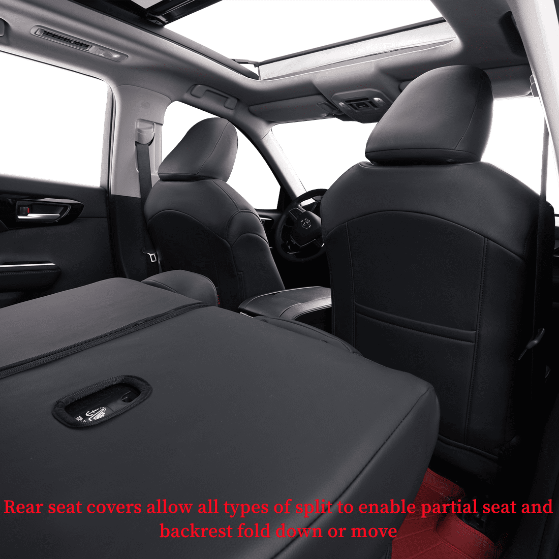 Coverdream Custom Fit Camry Car Seat Covers for Toyota Camry TRD 2020 2021 2022 2023 2024 - Leatherette (Black/Red,Full Set)