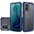thumbnail image 2 of Designed for Motorola Moto G 5G 2024 Hybrid Transparent Rubber with Metal Buttons & Camera Edges Hard TPU Corner Bumper Phone Case Cover [Blue], 2 of 9