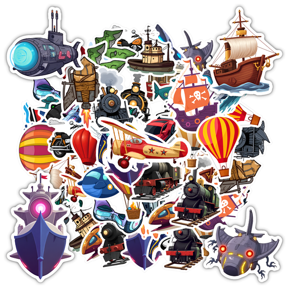 35pcs-50pcs Colorful Vehicle Stickers Transportation Cars Stickers Adventure Kids Stickers for Notebooks Laptops Suitcases