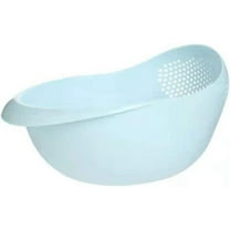 Plexel Colander Food Grade Plastic Rice Beans Peas Washing Filter Strainer Basket Sieve Drainer Cleaning Gadget Kitchen Accessories Rugged and easy to use (Blue)
