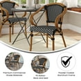 thumbnail image 4 of Merrick Lane Stacking Thonet French Bistro Style Chair with Arms, Black & White PE Rattan Seat, and Bamboo Finished Metal Frame for Indoor/Outdoor Use, 4 of 14