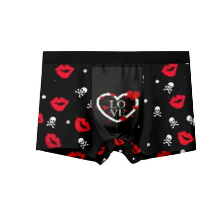 

Men s Mesh Boxer Briefs Cooling Breathable Sports Underwear Unique lip print love Trunks unique gifts for boyfriend Sizes 2XS-6XL