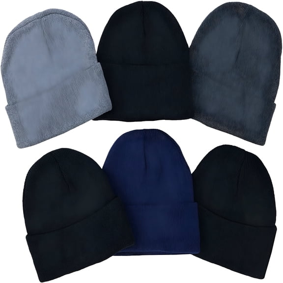 TELOLY Men's Winter Warm Double Layered Beanie Skull Caps Pack of 6 Knit Hats for Cold Weather Outdoor Activities Sports Daily Wear Casual Fashion Winter Protection