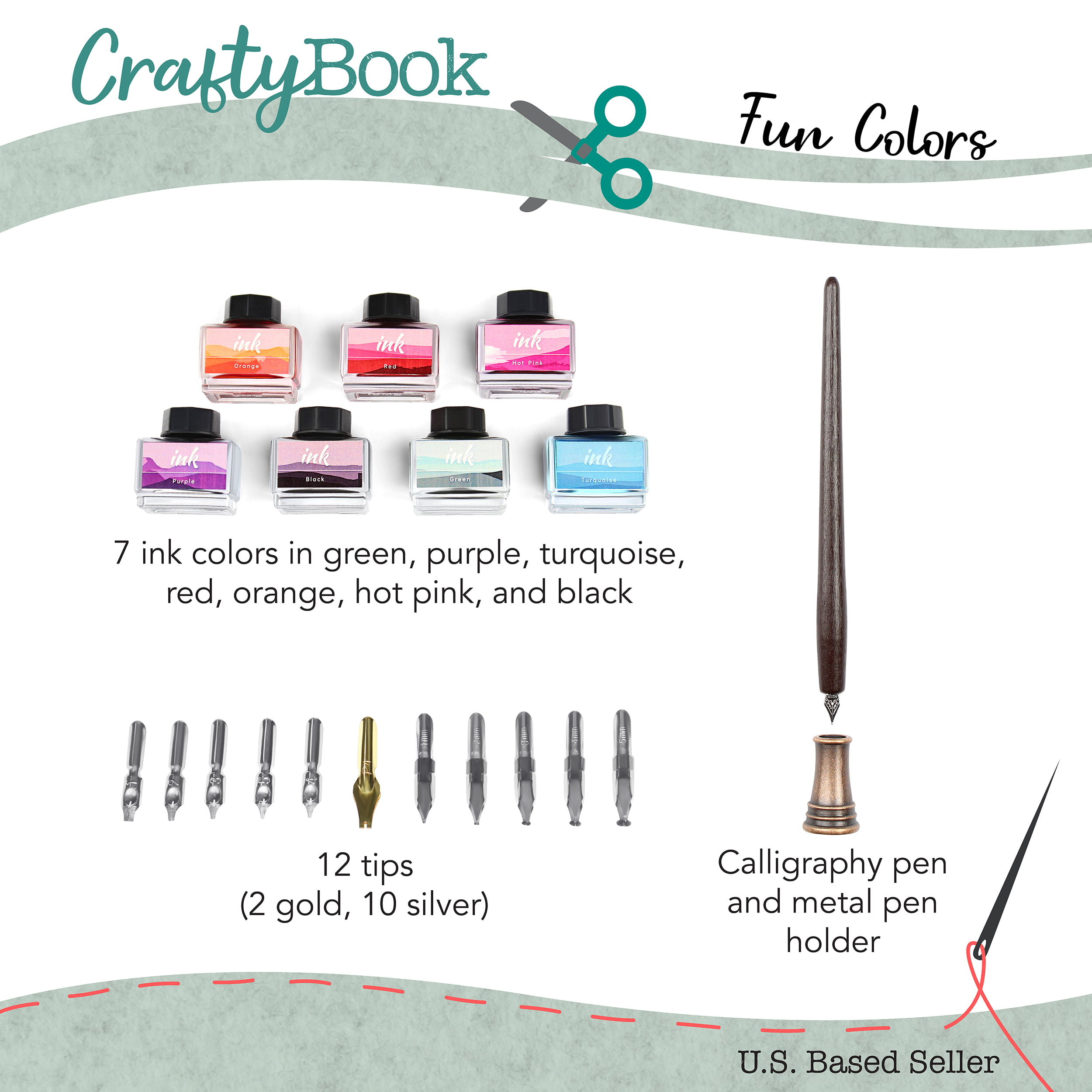 CraftyBook Calligraphy Set for Beginners - Wooden Caligraphy Pens for  Writing with Ink and 12pc Calligraphy Pen Nibs - Yahoo Shopping
