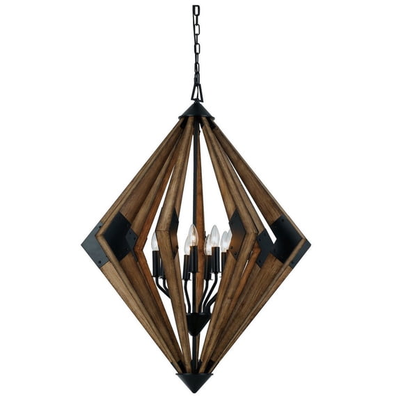 Home Indoor Transitional Modern 60W X 9 Arezzo Wood Chandelier