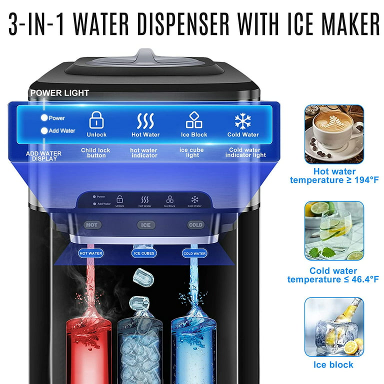 Countertop 5 Gallon Hot & Cold Water Cooler with Ice Maker – Kismile