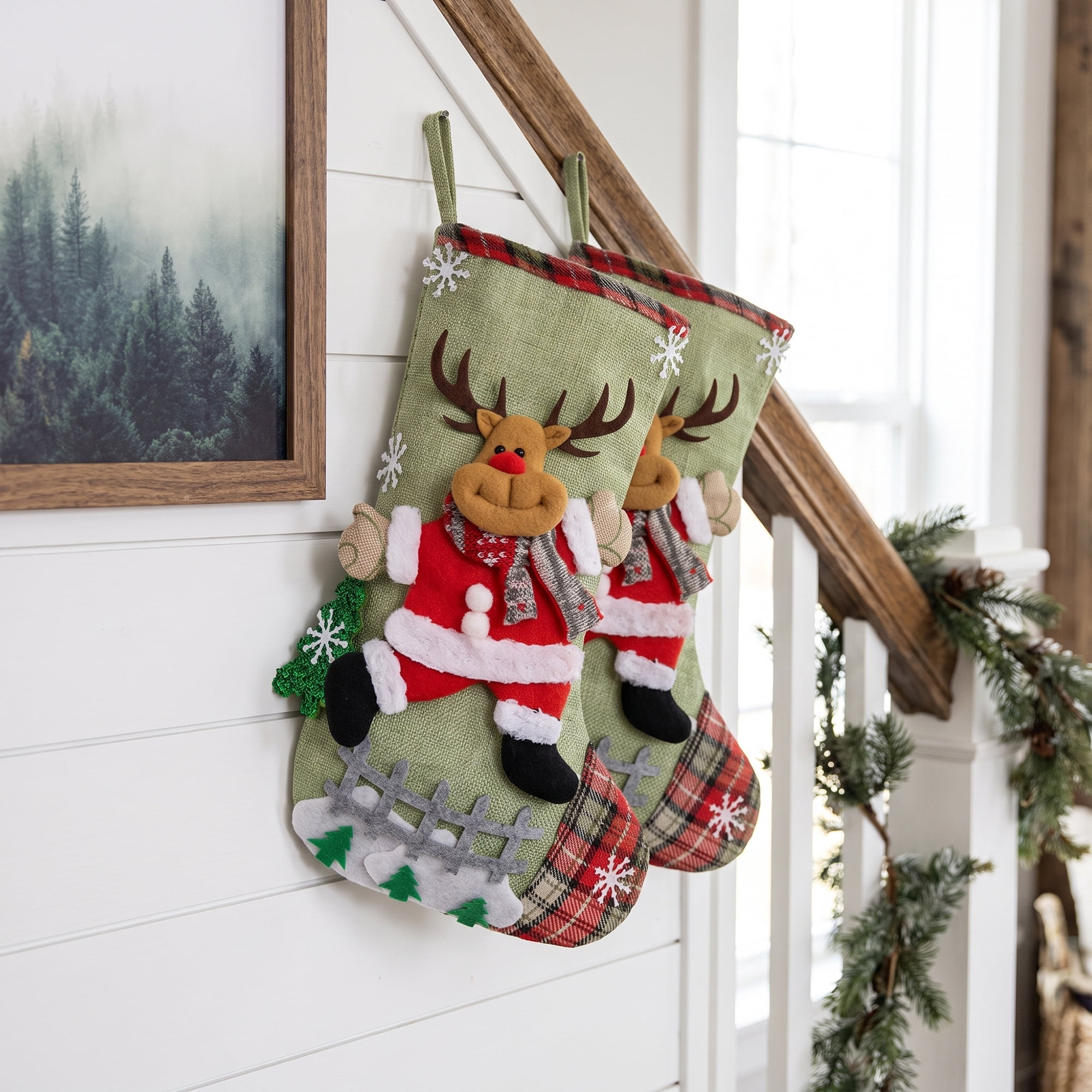 Unique Bargains Whimsical Cartoon Stockings Luxury Tiered Display Accents Deer 12"