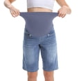 thumbnail image 5 of Floleo Women Full Over Belly Support Stretch Denim Maternity Bermuda Shorts Functional Pocket Knee Length Pregnancy Jean Shorts for Summer Daily Outfits(Light Blue,S), 5 of 9