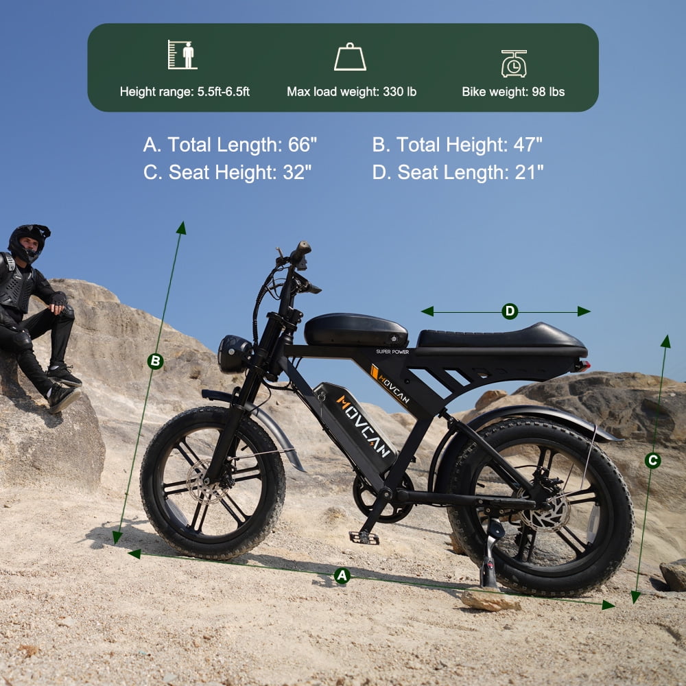 Movcan V30Max Dual Battery Electric Bike for Adult, 1500W 20" Fat Tire 48V 31.2AH Removable Battery, 32MPH 7-Speed Hydraulic Brake Off-Road Mountain Ebike UL2849