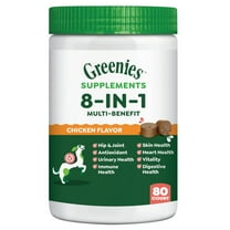 Greenies Dog Supplements 8-in-1 Multi-Benefit Chicken Flavor, 15.5 oz. Container, 80 Count