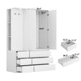 thumbnail image 4 of 72" Tall Wardrobe Closet,Wooden Wardrobe with 2 Doors & 6 Drawers,Modern Clothing Storage Cabinet with Storage Shelves,Hanging Rail for Bedroom,White, 4 of 8