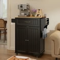 thumbnail image 2 of Lofka Kitchen Island Cart with Storage on Wheels, Microwave Stand with Spice Rack & Towel Rack, Black Rolling Kitchen Cart with Drawer, Adjustable Shelf for Small Kitchen, Dining Room, 2 of 11