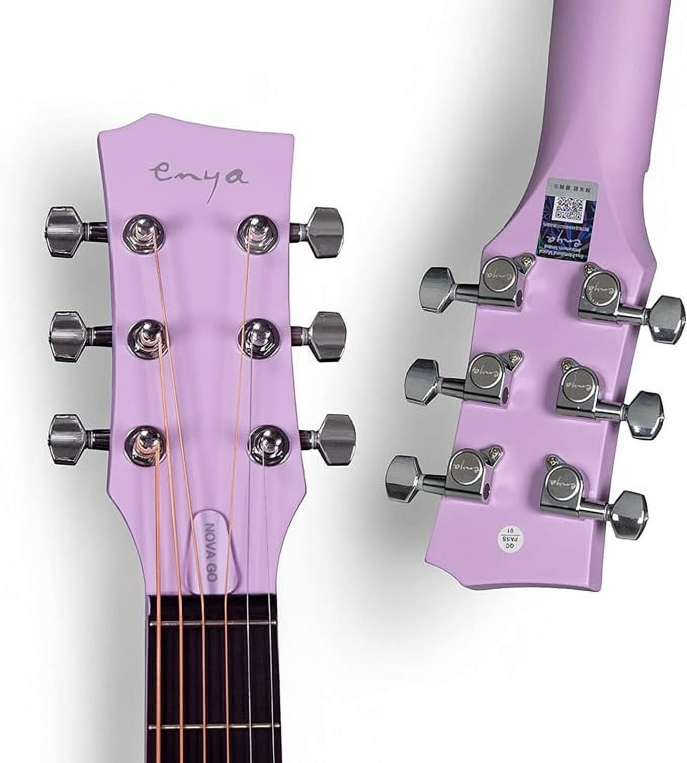 Enya Nova Go Carbon Fiber Acoustic Guitar 1/2 Size Beginner Adult Travel Acustica Guitarra w/Starter Bundle Kit of Colorful Gift Packaging, Acoustic Guitar Strap, Gig Bag, Cleaning Cloth (Purple)