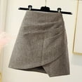 thumbnail image 2 of Prolriy Mini Skirt 2024 Woolen Short Skirt Houndstooth Bag Hip Skirt Autumn and Winter Waist Thin All Irregular A Line Skirts for Women Khaki S, 2 of 7