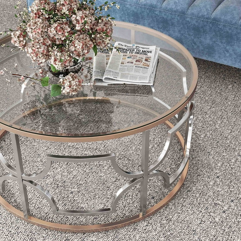 Free Shipping! Furniture of America Round Glass Top Chrome and