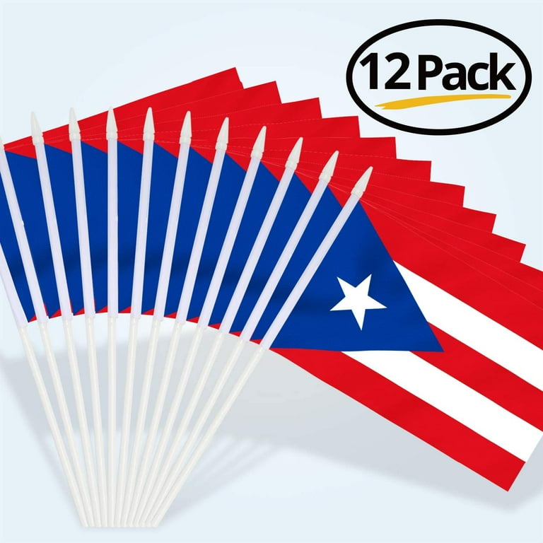 Anley Puerto Rico Mini Flag - Hand Held Small Miniature Puerto Rican Flags 12 Pcs