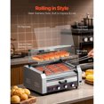 thumbnail image 4 of KFFKFF Hot Dog Roller, 18 Hot Dog 7 Rollers, Stainless Steel Sausage Grill Cooker, 1200W Hot Dog Machine with Bun Warmer, Cover, 3 Temp Control, Side Storage Box, Oil Drip Tray, 4 of 9