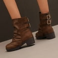 thumbnail image 6 of Tawop Womens Winter Boots Chunky Low Heel Buckle Winter Fall Boots, 6 of 7