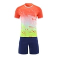 thumbnail image 1 of Odeerbi Niños Niñas Malla Rápido Seco Uniforme de Fútbol Conjunto Geométrico Gradiente Impresión Camiseta Shorts Ropa Deportiva Atlética Para 5-15 Años, 1 of 7