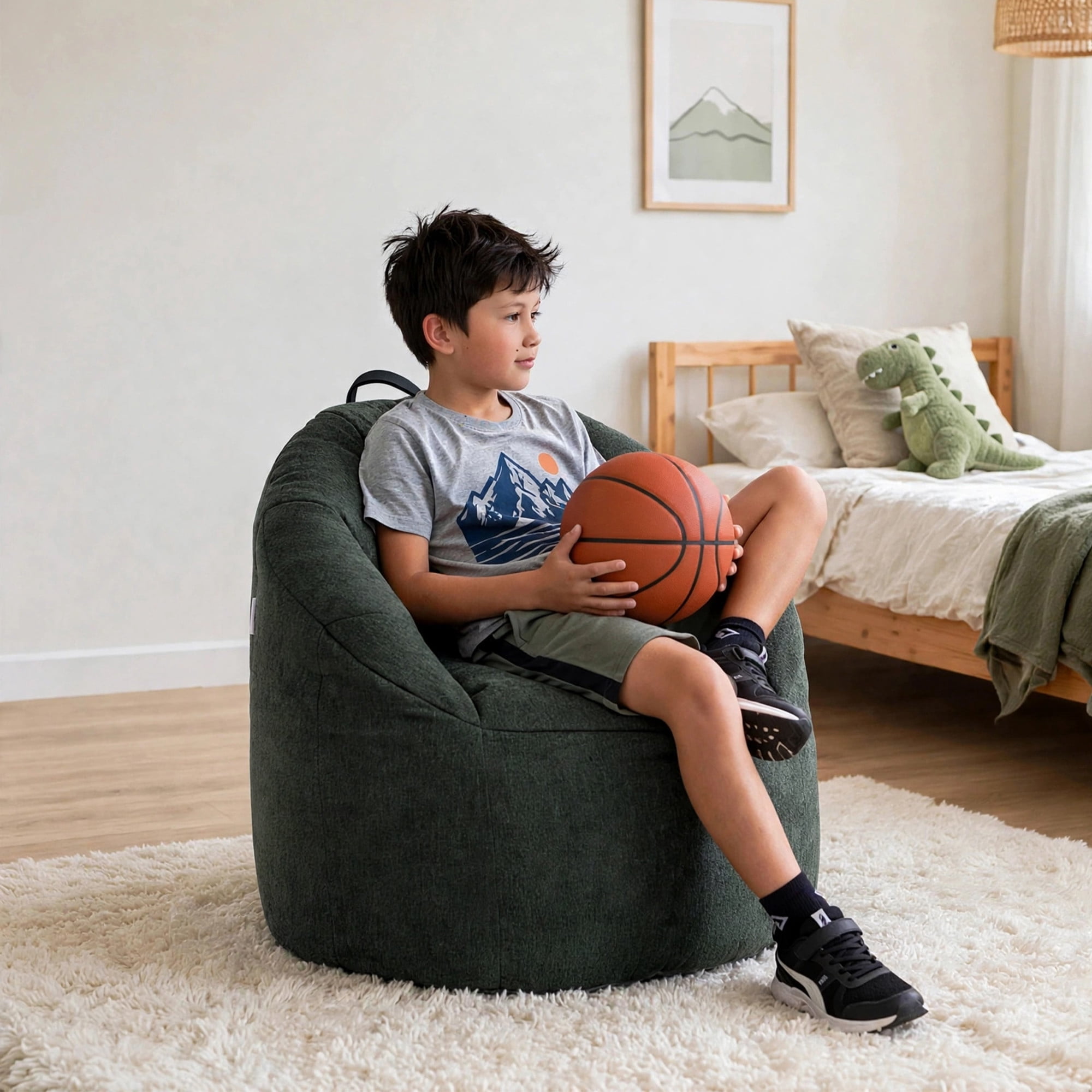 Big Joe Milano Lightweight Kids Bean Bag Chair, Mosswood