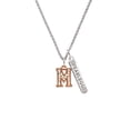 thumbnail image 2 of Delight Jewelry Rose Goldtone Crystal Initial - M - Silvertone Fearless Bar Charm Necklace, 23", 2 of 4