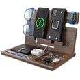 thumbnail image 1 of Estación de acoplamiento BarVa Wood para hombre y papá con soporte para 2 teléfonos, 1 of 6