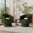 thumbnail image 6 of Hawsaiy Swivel Barrel Accent Chair, Oversized Teddy Upholstered Armchair with 360° Rotation, Modern Comfy Lounge Chair for Living Room, Bedroom, Office, Green(2Pcs), 6 of 10