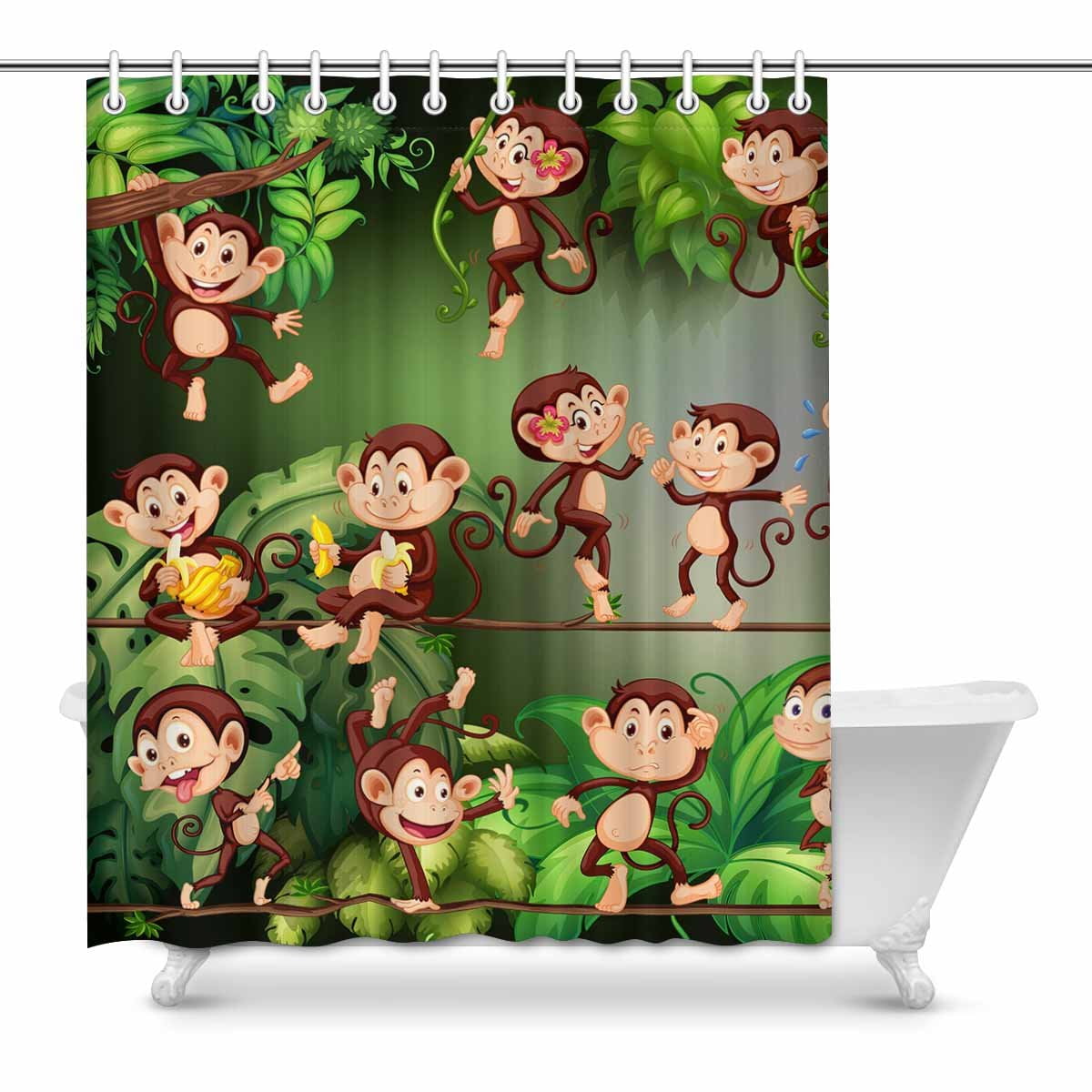 MKHERT Monkeys Shower Curtain Bath Curtain Waterproof fabric Polyester Curtains 60x72 inch