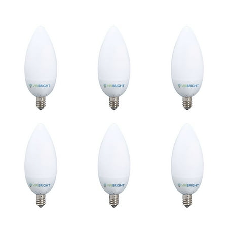 Viribright Chandelier LED Light Bulbs (6 Pack), 25 Watt Replacement, 6500K Daylight White, E26 Base, Dimmable, 300+ Lumens, 90+