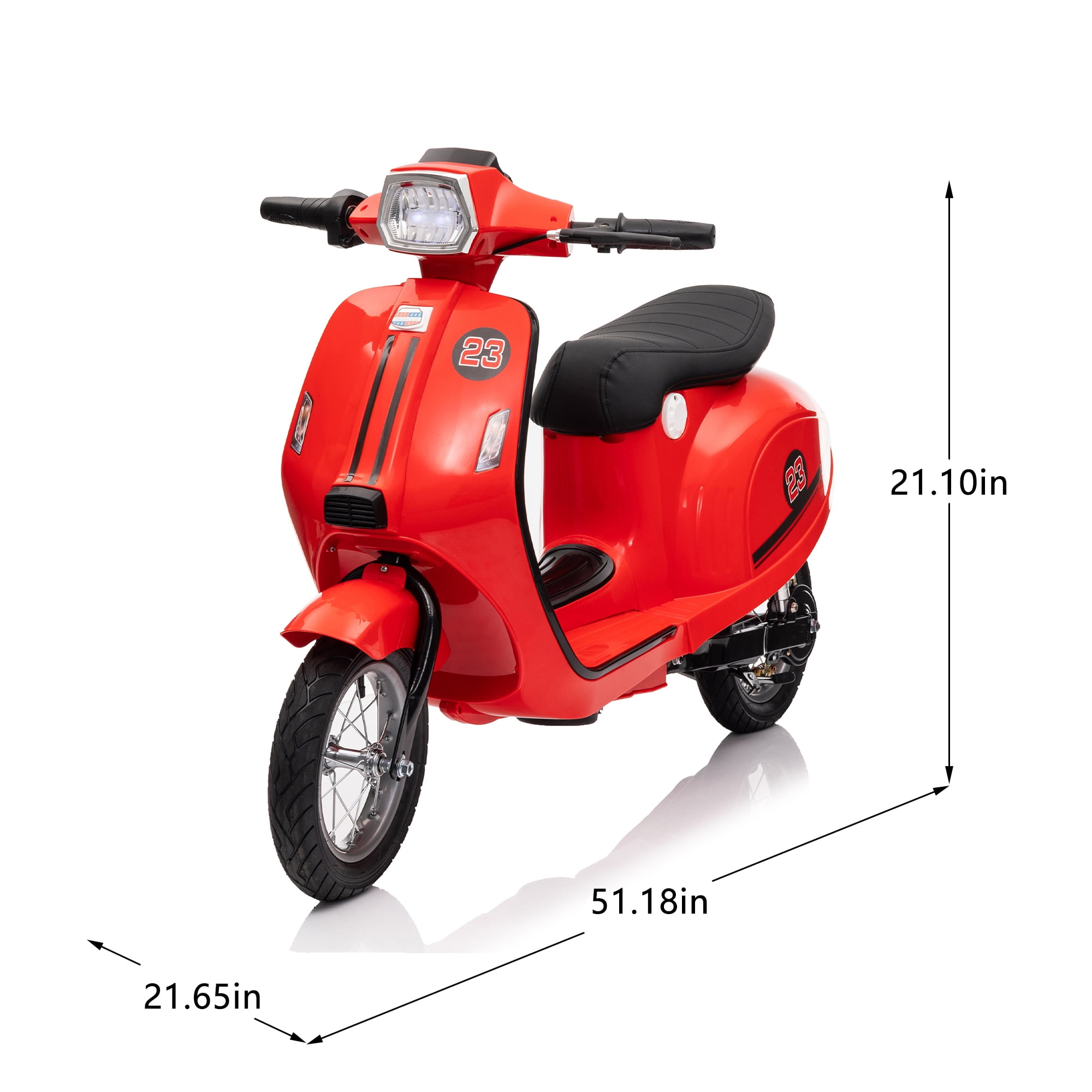 SaveJoy 24V Retro Kids' Ride-On Motorcycle (8+), 15 mph LED Light-Up Electric Toy Scooter, Durable Outdoor Gift for Boys & Girls, Red