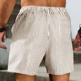 thumbnail image 3 of Favoffer Men's Linen Casual Shorts Striped Pocket Lace Up Elastic Waist Thin Loose Summer Active Short Pants for Beach Lounging Walking Outdoor, 3 of 9