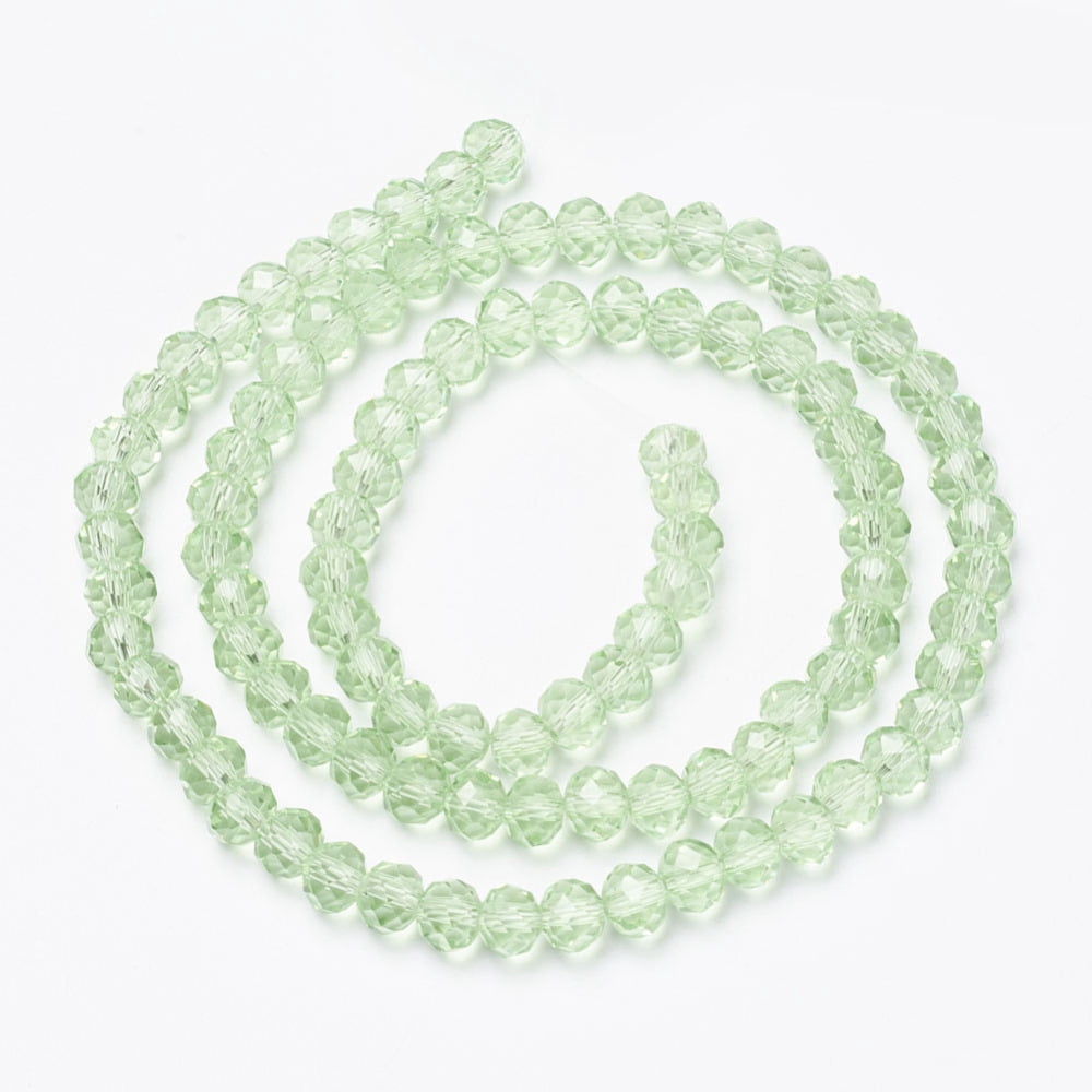 Glass Beads Strands Faceted Rondelle Pale Green 10x8mm Hole: 1mm 60~61pcs/strand 46~48cm