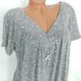 thumbnail image 3 of Summer Savings Clearance! Bxsruta Womens Tops Women Plus Size Short Sleeves V-Neck Print Blouse Pullover Tops Shirt, 3 of 4