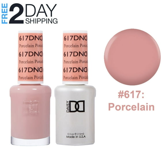 DND Gel Nail Polish & Nail Lacquer Set Soak Off Duo Set - #617 Porcelain, 0.5 oz