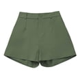 thumbnail image 4 of Womens Dress Shorts Casual Elastic Waist Wide Leg Suit Tailored Shorts Summer Dressy Work Shorts Dark Green 2XL, 4 of 5